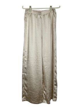 Allie Rose Pants Trouser Wide Leg Satin Cream Large